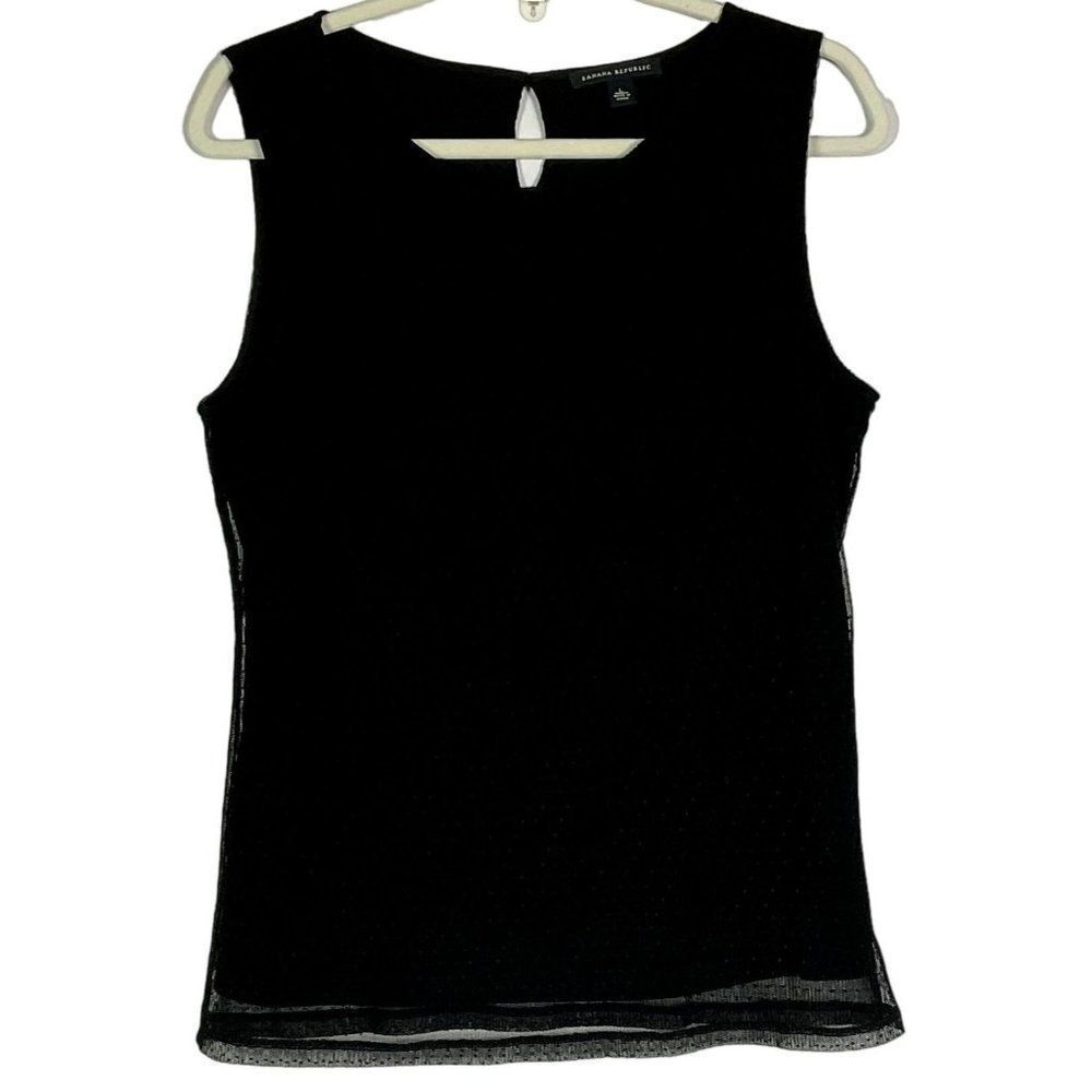 Banana Republic Black, Cap-sleeve top, size large, 100% polyester
